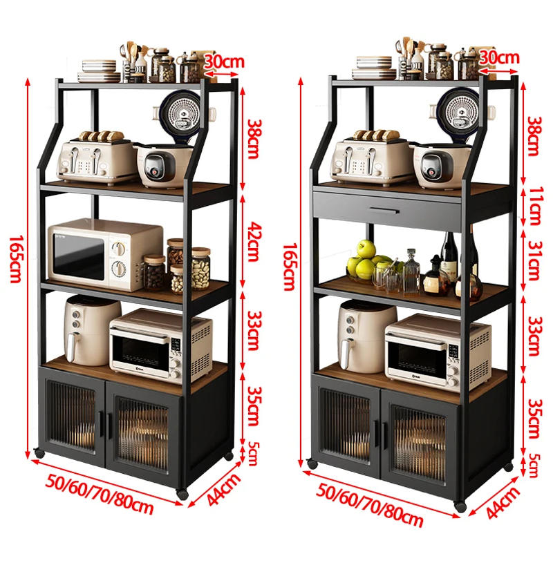 Description Picture 2 of itemModern Metal Kitchen Cabinets Kitchen Furniture Floor Multi-layer Living Room Storage Cabinets Microwave Shelf Storage Sideboard