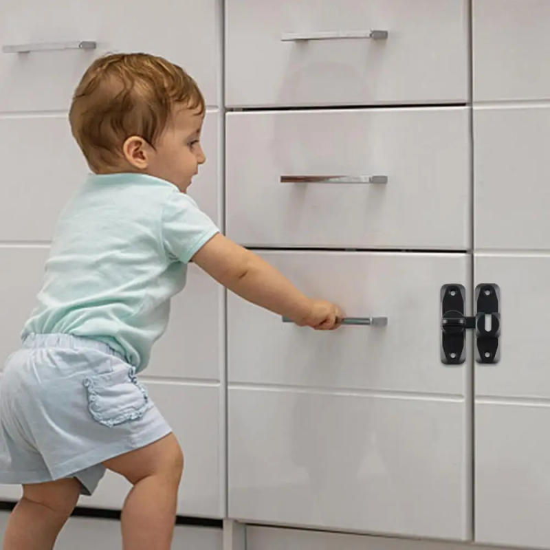 Description Picture 3 of itemSliding Barn Door Lock Hardware Safety Angle Locking Latch No-Punch Swing Door Lock Buckle For Garden Bathroom Cabinet Window