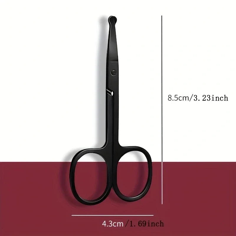 Description Picture 4 of item1PC Silver Mirror Light Black Round Head Safety Nose Hair Scissors Neutral Stainless Steel Scissors