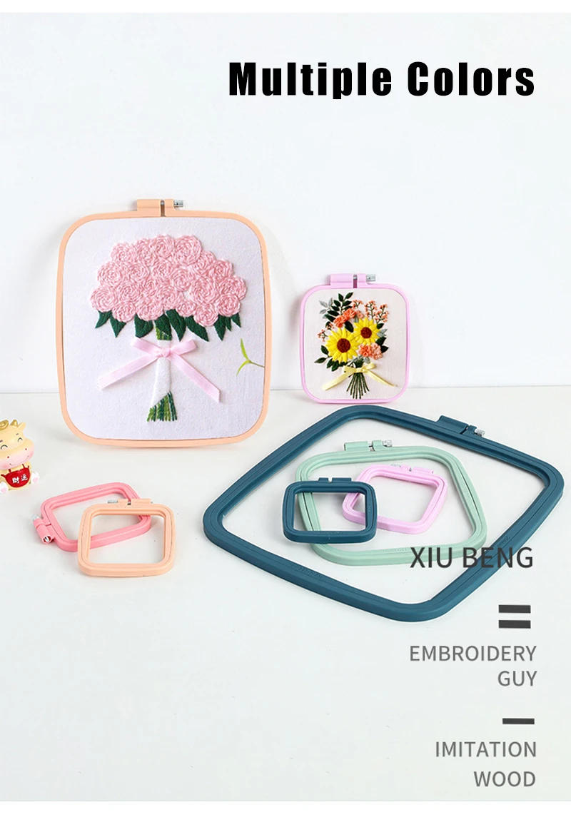 Description Picture 6 of item1PC Embroidery Hoops 7-25cm Square Cross Stitch Rack Plastic Embroidery Hoop Frame Rings for DIY Cross Stitch Sewing Craft Tools