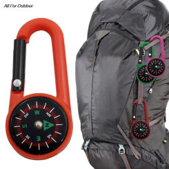 Mini Compass With Hook 2-in-1 Multifunctional Hiking ABS Carabiner Sensitive Guide Outdoor Mountaineering Key Ring Camping Tool