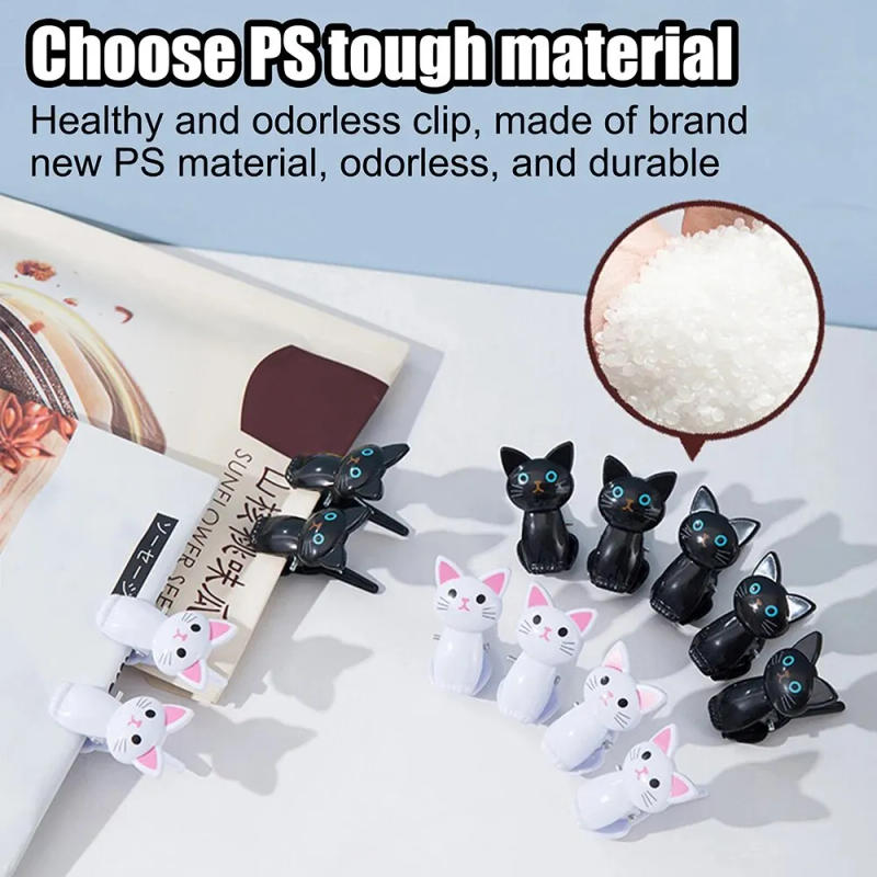 Description Picture 2 of item8Pcs/Set Cute Cat Plastic Clips Office Desk Organize And Store Household Clothespegs Clamp Snacks Sealing Clips