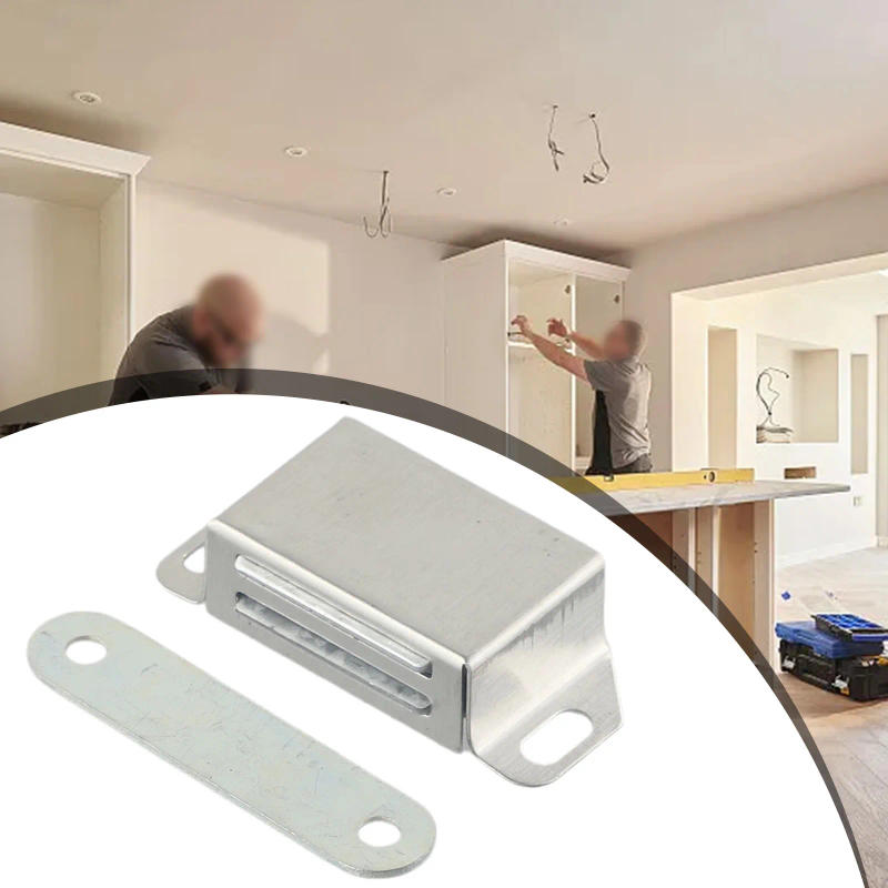 Description Picture 6 of itemStainless Steel Door Stop Magnet Latch Lock Cabinet Bumper Catch With Screws Magnetic Catch Hardware Tools For Cabinets Drawers