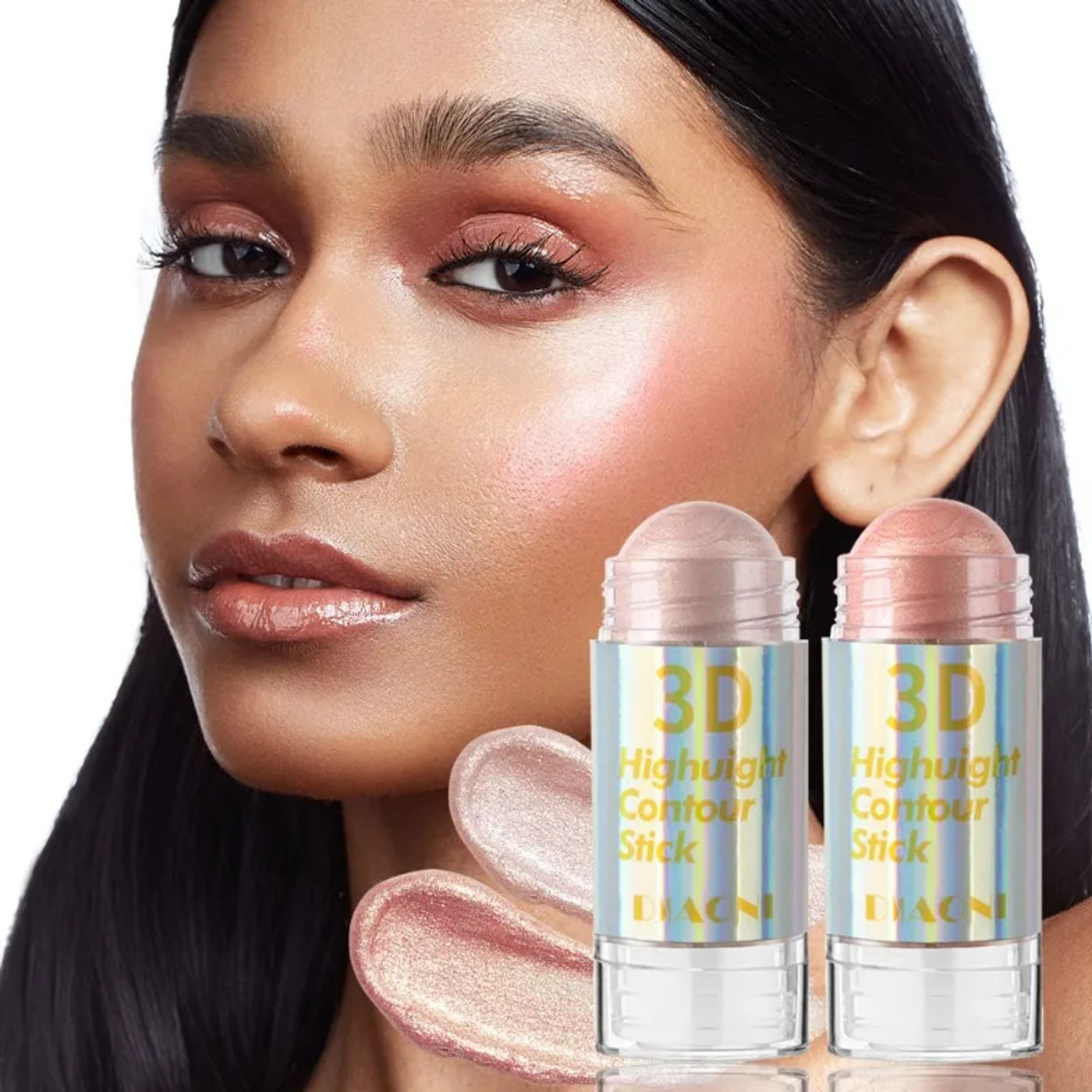 Description Picture 5 of item6 Colors 3D Face Brighten Highlighter Bar Cosmetic Face Contour Bronzer Shimmer Highlighter Stick Concealer Cream Makeup tool