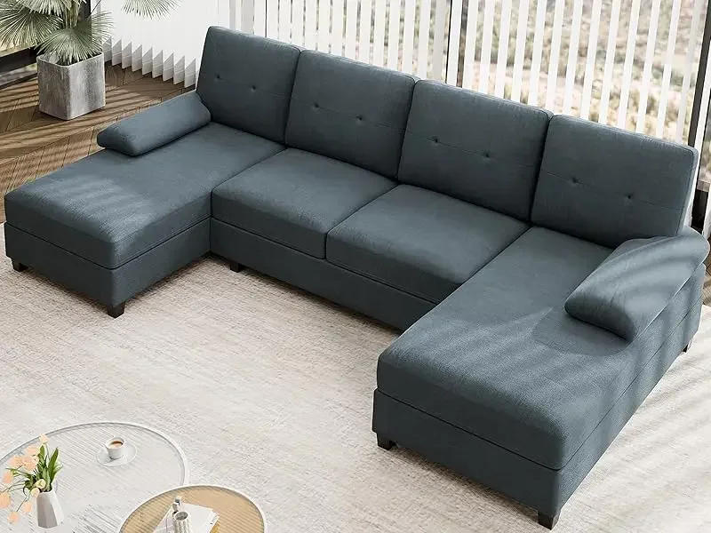 Description Picture 3 of itemSectional Sofa Couches for Living Room, 4 Seat U-Shaped Sofa Couch Living Room Furniture Sets Clearance with Double Chaises