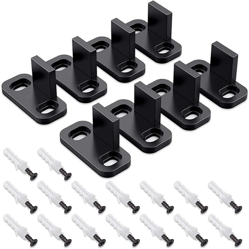 Description Picture 4 of item8 Pieces Sliding Barn Door Floor Guides Closet Door Guides Hardware Plastic Simple Floor Wall Mounted Bottom Track Guide