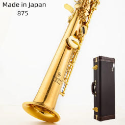 Made in Japan 875 Brass Straight Soprano Saxophone Bb B Flat Sax Saxophone Woodwind Instrument Natural Shell Key Carve Pattern