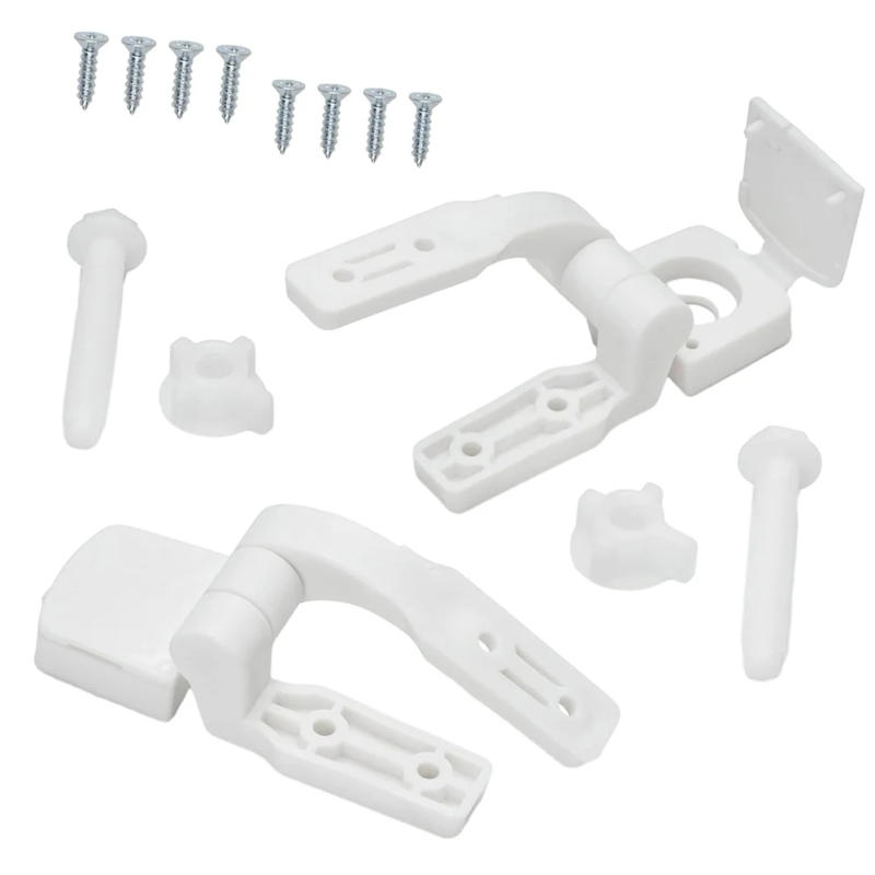 Description Picture 2 of item1 Pair White Plastic Toilet Seat Cover Hinge Replacement Parts With Bolts And Nuts