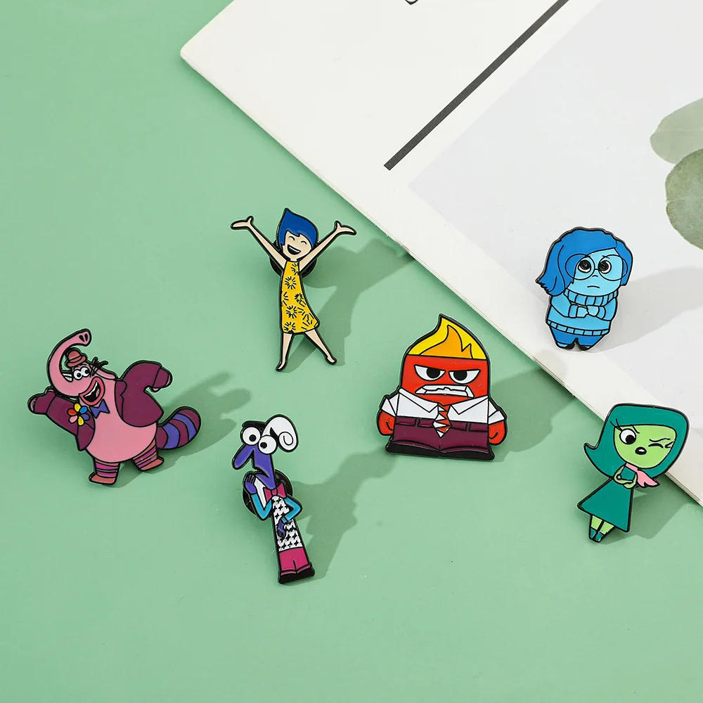 Description Picture 4 of item1 Set Iconic Brand Figure Inside Out 2 Lapel Pin Joy Sadness Anger Metal Brooches Handmade Epoxy Jewelry Shirt Bag Badge Fashion