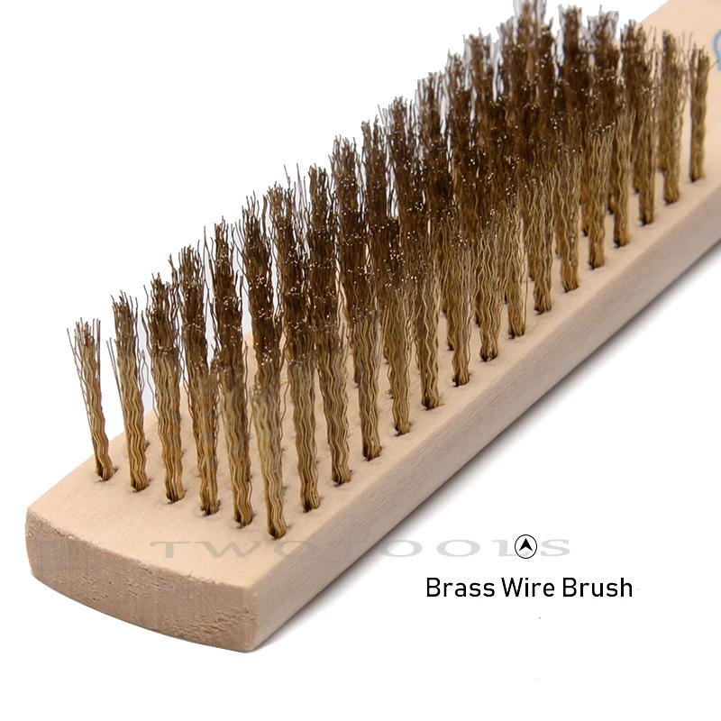 Description Picture 3 of itemBrass Brush for Metal Wood Car Tool Cleaning Rust Paint Removal Soft Brass Wire Scratch Brush with Wooden Handle