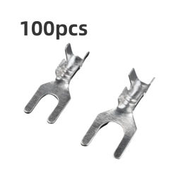 100pcs Y-Shape Terminal - 3.2mm & 4.2mm Fork Spade Terminal Lug, Bare Cold-Pressed Crimp Connectors, Y-Type Wire Connectors