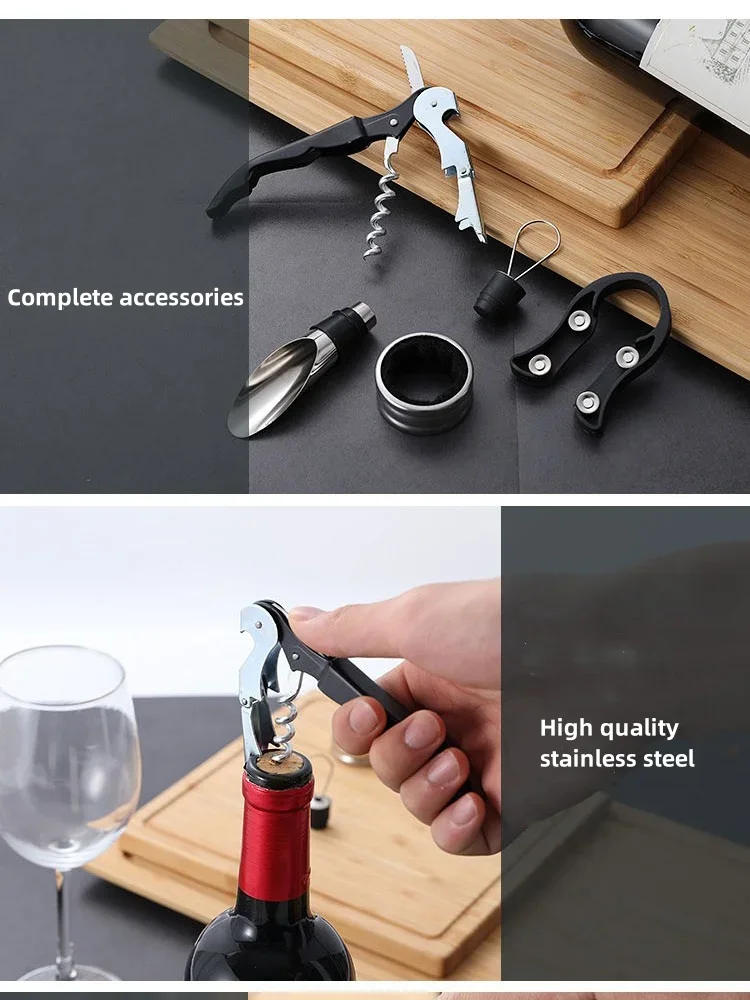 Description Picture 4 of itemWine Bottle Opener Stainless Steel Decanter Wine Corks Screw Corkscrew Kitchen Bar Multifunction Accessories Tool Corkscrew Sets