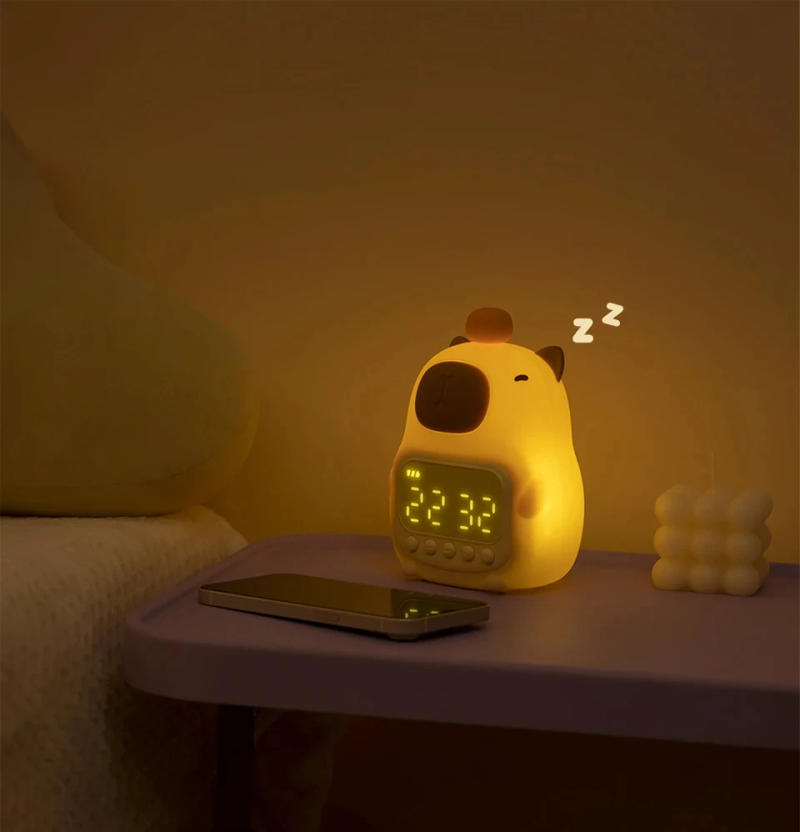 Description Picture 4 of itemCute Rechargable Cartoon Capybara Silicone Night Light Digital Alarm Clock LED Night Lamp Table Clock Room Decor Birthday Gifts