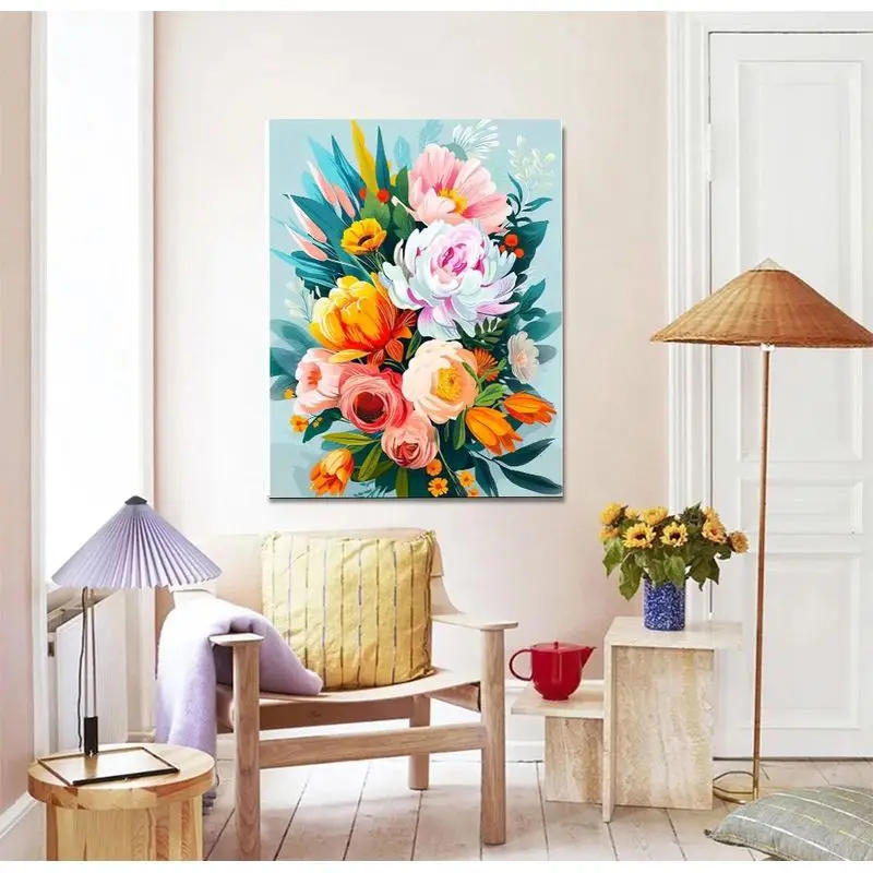 Description Picture 4 of itemGATYZTORY Diy Painting By Numbers For Adults Kits Flowers On Canvas Acrylic Paint Coloring By Numbers For Home Decors