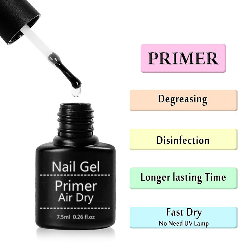 Description Picture 3 of itemAcrylic No-acid Primer Air Dry Nails Art Set With Base Coat And Top Coat for Soak Off Gel Nail Polish Manicure Design Tool Kit