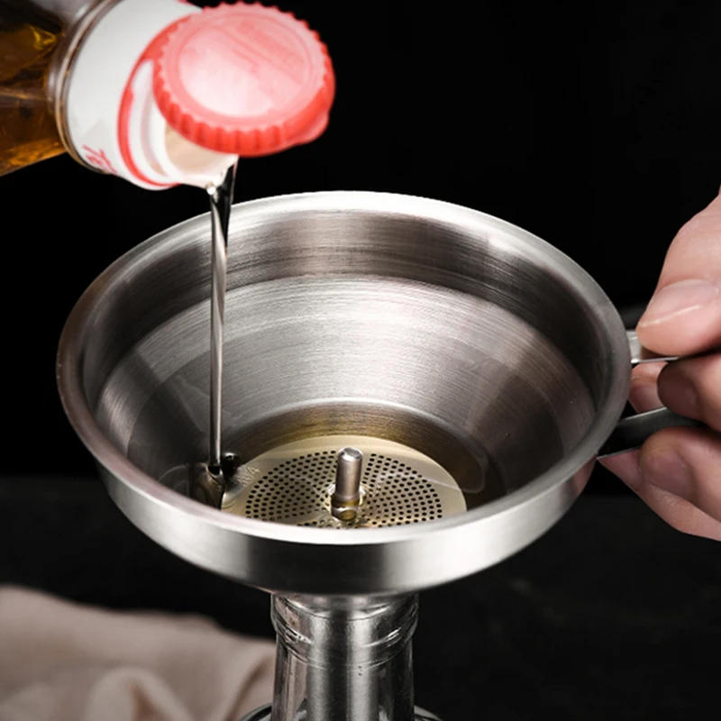 Description Picture 3 of itemStainless Steel Funnel Kitchen Oil Liquid Funnel Metal Funnel with Detachable Filter Wide Mouth Funnel for Canning Kitchen Tools