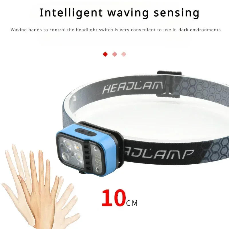 Description Picture 5 of itemUSB Rechargeable Multifunctional LED Sensor Headlamp with Power Display Outdoor Waterproof Camping Fishing Emergency Head Light