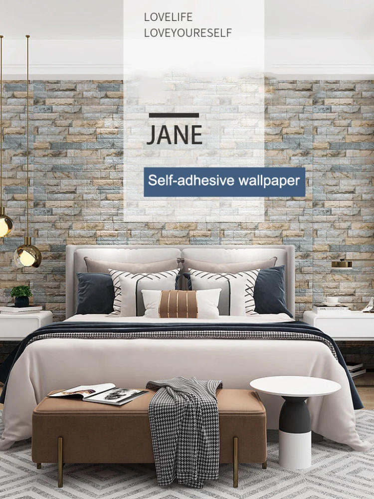 Description Picture 2 of item1/5/10Pcs77*70CMBrick Wall Stickers  Decor Self-Adhesive Waterproof Wallpaper For Kids Room Bedroom 3D Wall Sticker Brick  decor