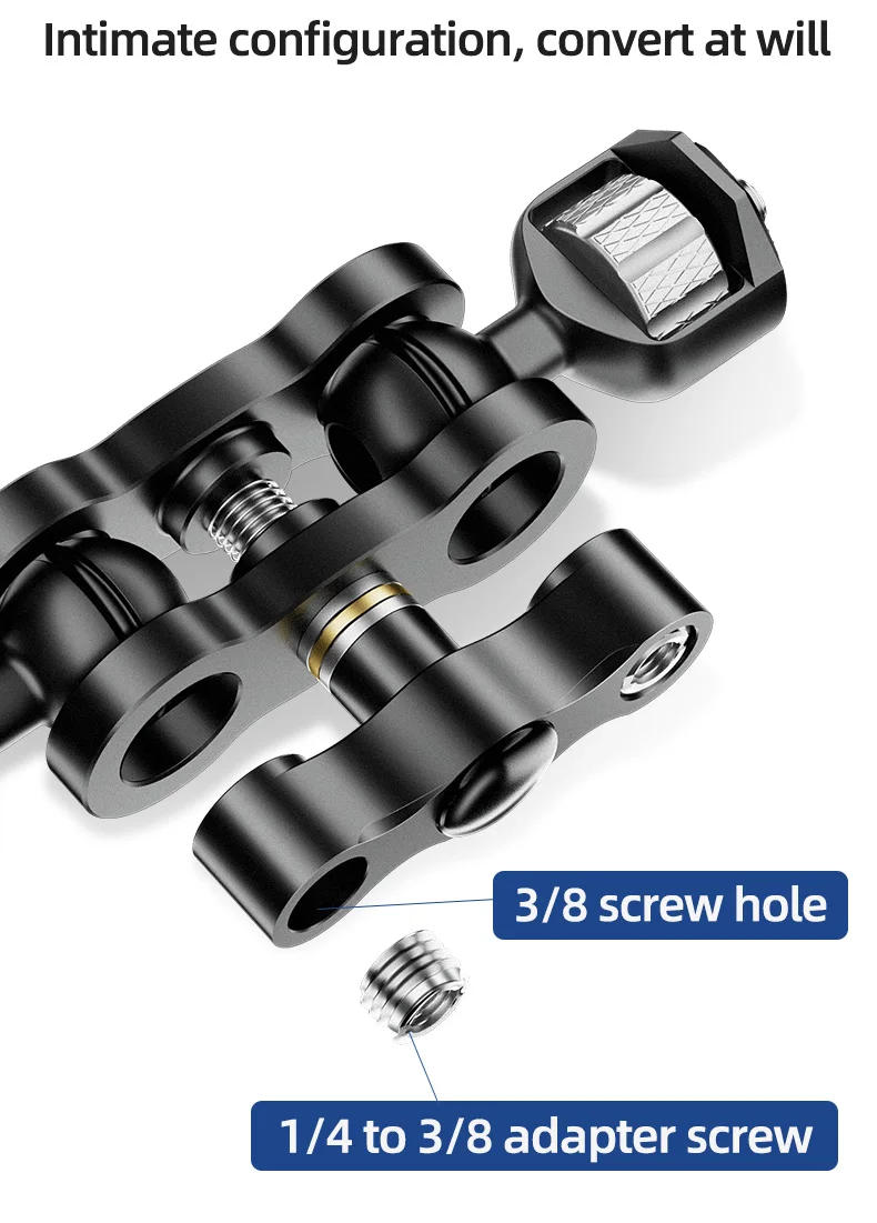 Description Picture 6 of itemBEXIN TM-5 Articulating Magic Arm with Dual Ball Head for Tripod Phone Clip 1/4" Screw for LED Light LCD Monitor Microphone