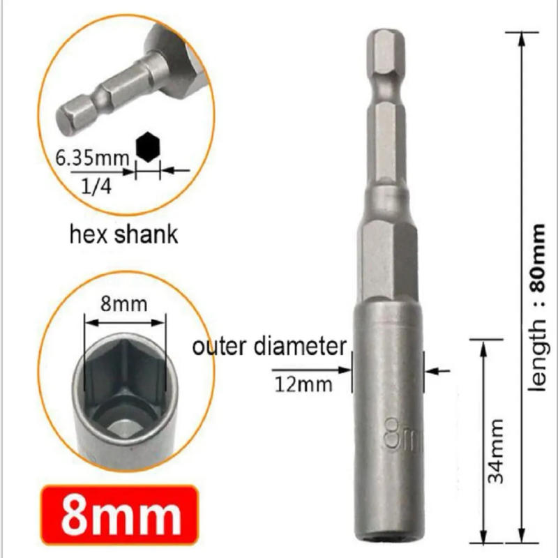 Description Picture 6 of itemSockets Adapters Hex Sockets Hex Shank Impact Nut Driver Sets 5.5/6/7/8/9/10/11/12/13/14/15/16/17/18/19MM Chrome Vanadium Steel