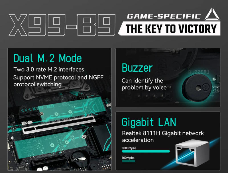 Description Picture 3 of itemMACHINIST X99 Motherboard Set Kit Intel LGA2011-3 Xeon E5 2630 V4 CPU With DDR4 16GB ECC RAM Memory NVME M.2 SATA X99 B9 combo