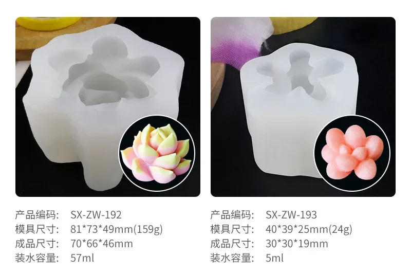 Description Picture 6 of item3D Silicone Candle Mold Forms Simulation Succulent Cactus Scented Candle Plant Flower Soap Aromatherapy Candle Making Mold Craft