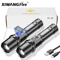 XIWANGFIRE Powerful LED Flashlight with Battery Display Rechargeable Lamp Telescopic Zoom Torch Light Outdoor Camping Fishing