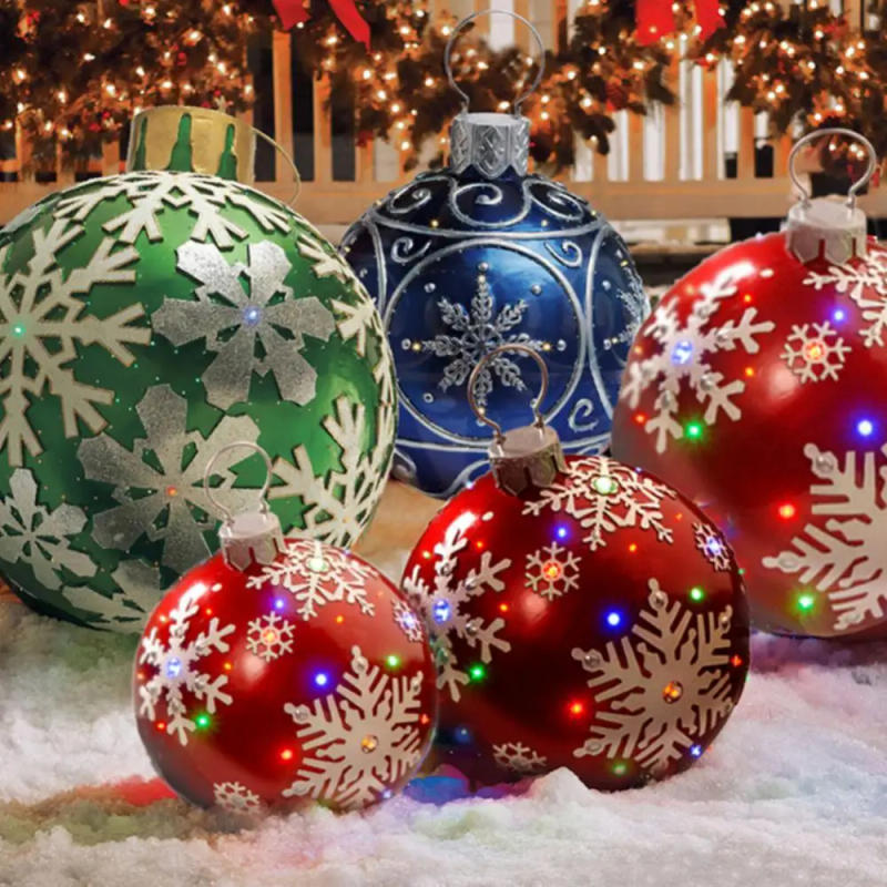 Description Picture 2 of item60CM Outdoor Christmas Inflatable Decorated Ball PVC Giant Big Large Balls Xmas Tree Decorations Toy Ball Without Light Ornament