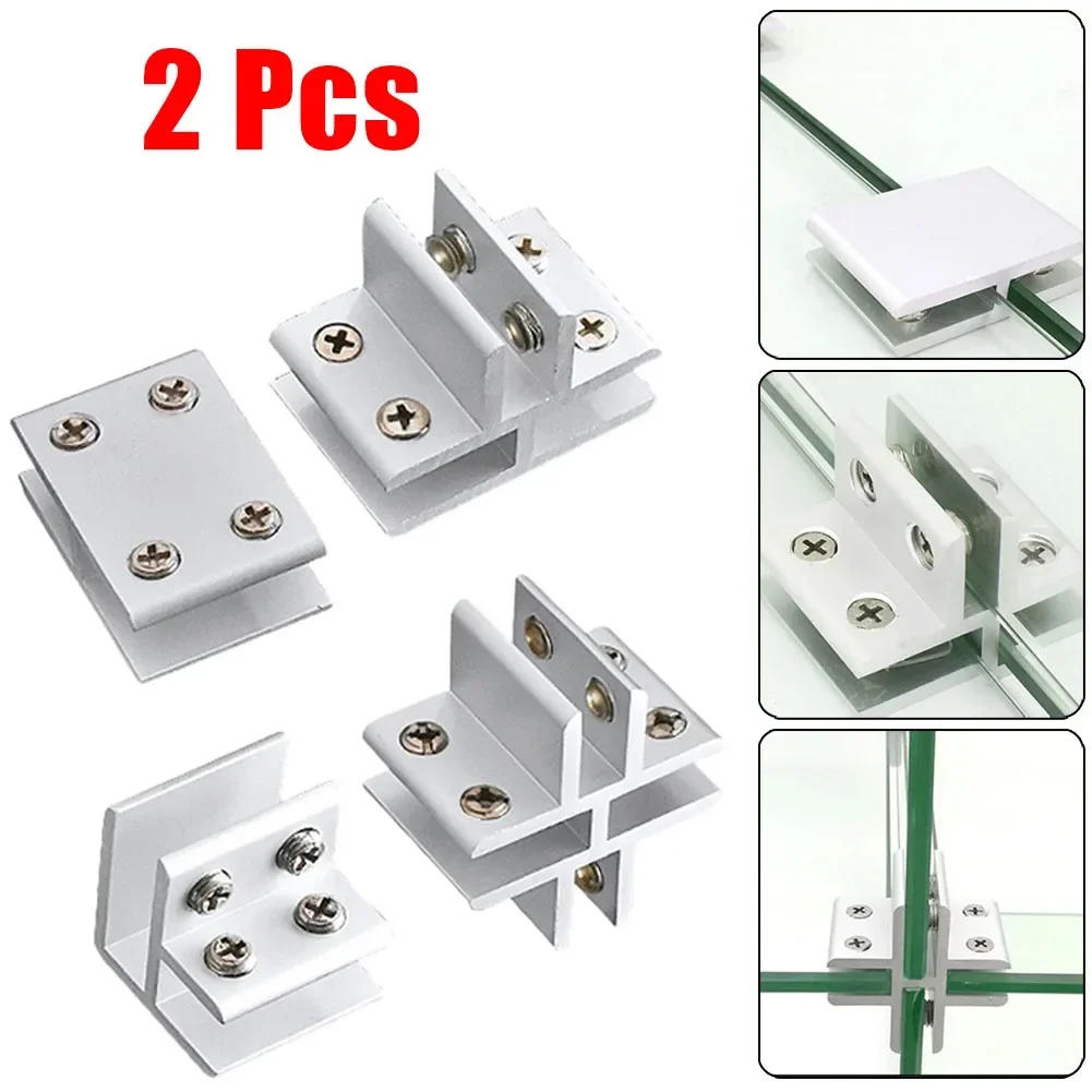 Description Picture 2 of item2PCS  Glass Clamps For Handrails Shelves Holder Corner Bracket Clamp Aluminum  10-12mm Glass Clips 4 Sizes Fixed Fitting