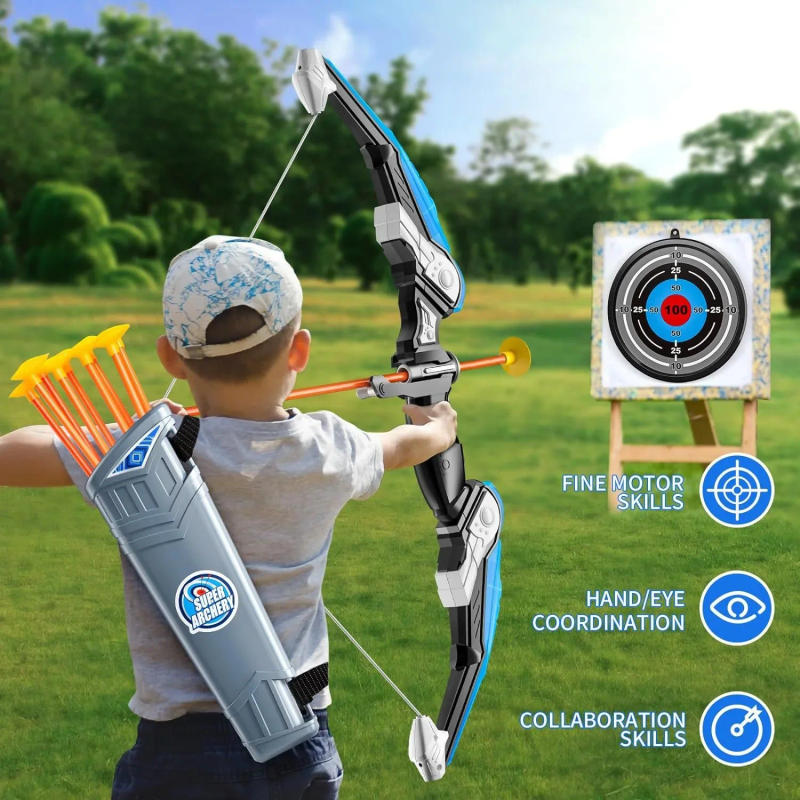 Description Picture 2 of itemBow And Arrows For Children Kids Archery Bow Practice Recurve Bow Outdoor Sports Game Hunting Shooting Toy Boys Gift Bow Kit Set