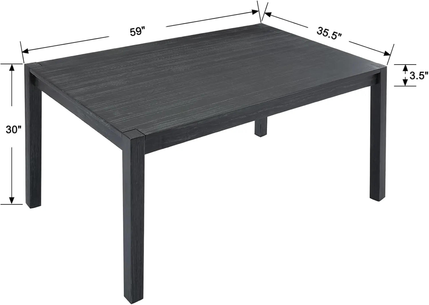 Description Picture 6 of itemWood Dining Table, 59 Inches Farmhouse Rectangle Dining Room Table for 4-6 Person Rustic Kitchen Table, Dining Tables