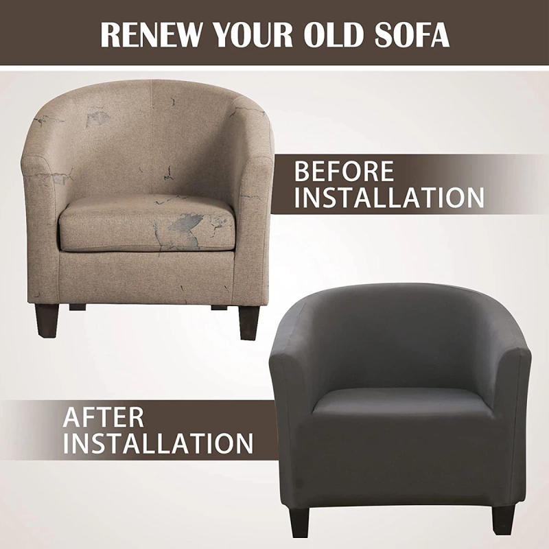 Description Picture 3 of itemStretch Club Chair Slipcover Spandex Barrel Chair Covers Printed Tub Living Room Armchair Covers Furniture Protector Sofa Cover