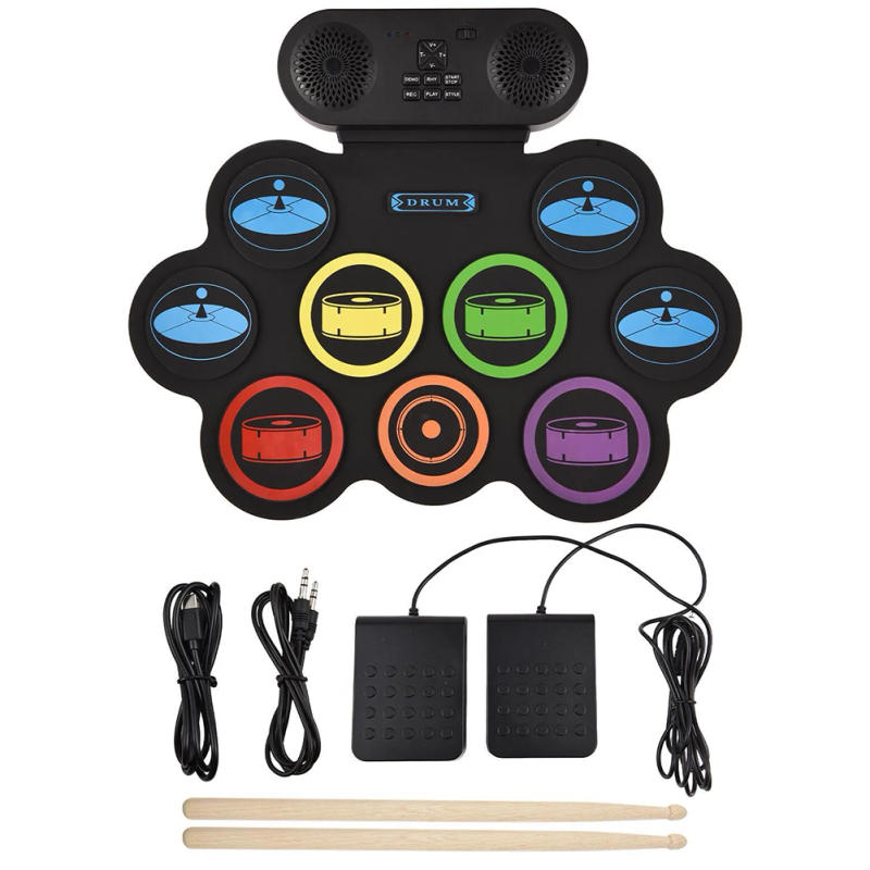 Description Picture 5 of itemElectronic Drum Set with Headphone Jack 9-Pads Roll-Up Drum Pad with Built-in Speaker Xmas Birthday Surprise for Boys Girls