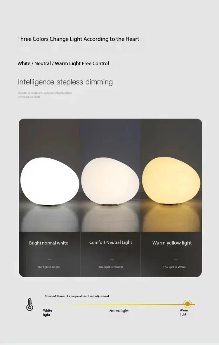 Description Picture 3 of itemMinimalist Bedside Lighting Cobblestone Table Lamp Modern LED Bedroom Study Desk Decoration Lamp Family Atmosphere Night Lights