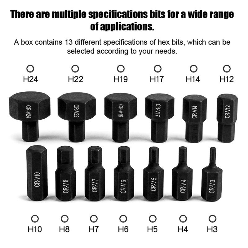 Description Picture 5 of item14pcs 1/2in Hex Bit Socket Set Electric Wrench Ratchet Wrench Hex Bits Accessory Car Repairing Machine Maintenance Tools Kit