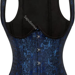 Underbust Corset Plus Size Steel Boned Vest Basques Bustiers Lingerie for Women Top Sexy Corsetto Shoulder Strap Blue White