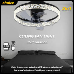 60W Premium Ceiling Fan Lamps APP Remote Timing 360°Rotating Infinitely Dimmable Detachable Indoor LED Decorative Lights