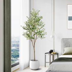 5/6ft Large Artificial Olive Plants Potted Tall Fake Tree Green Floor Tree Branch With Pot For Home Garden Office Wedding Decor