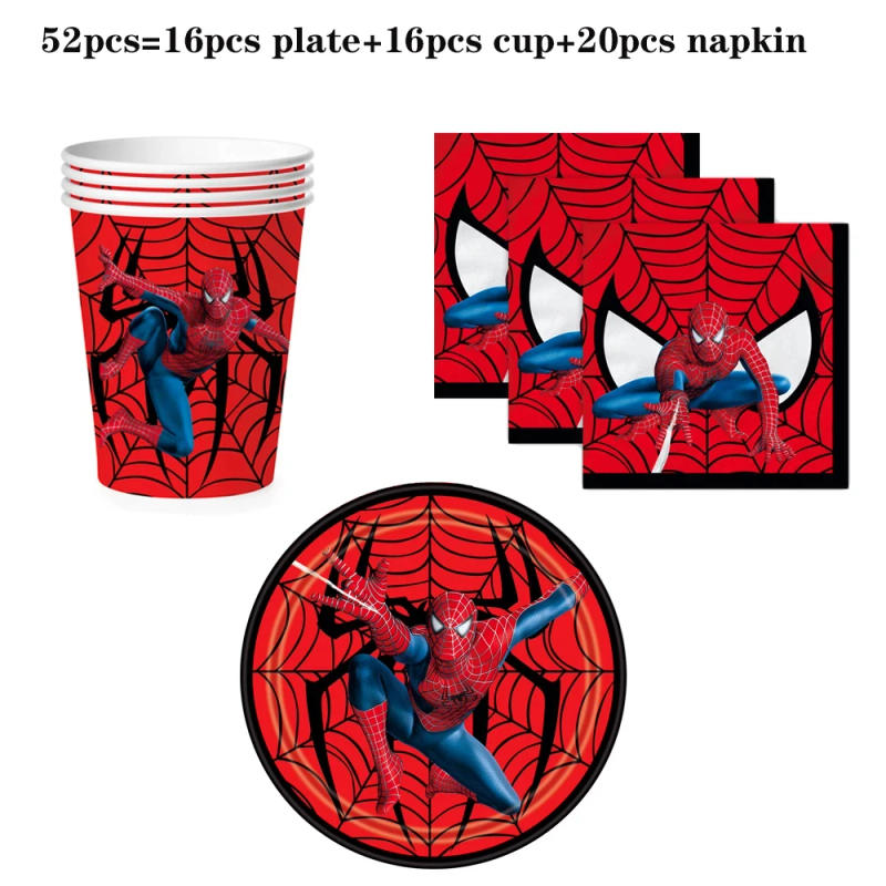 Description Picture 3 of itemRed Spiderman Party Supplies Marvel Theme Cup Plate Tablecloth Slap Bracelets Cake Topper Banner For Kids Birthday Decoration