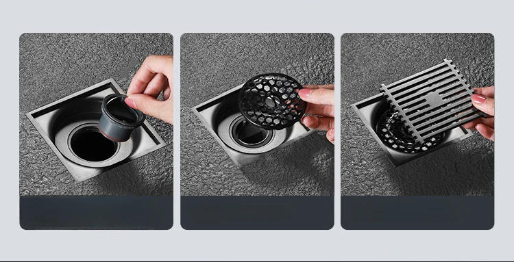 Description Picture 5 of item304 Stainless Steel Square Floor Drain Stripe Anti-Odor Drain Shower Trap Drains Kitchen Bathroom Laundry Room Accessories