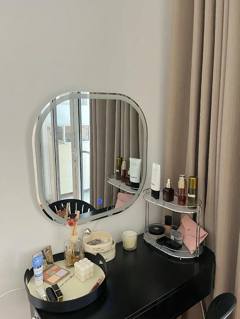 Description Picture 5 of itemModern Wall-mounted Mirror for Dressing Table Rounded Corner Glass Touch Screen Bath Mirrors Light Luxury Mirrors for Bedroom