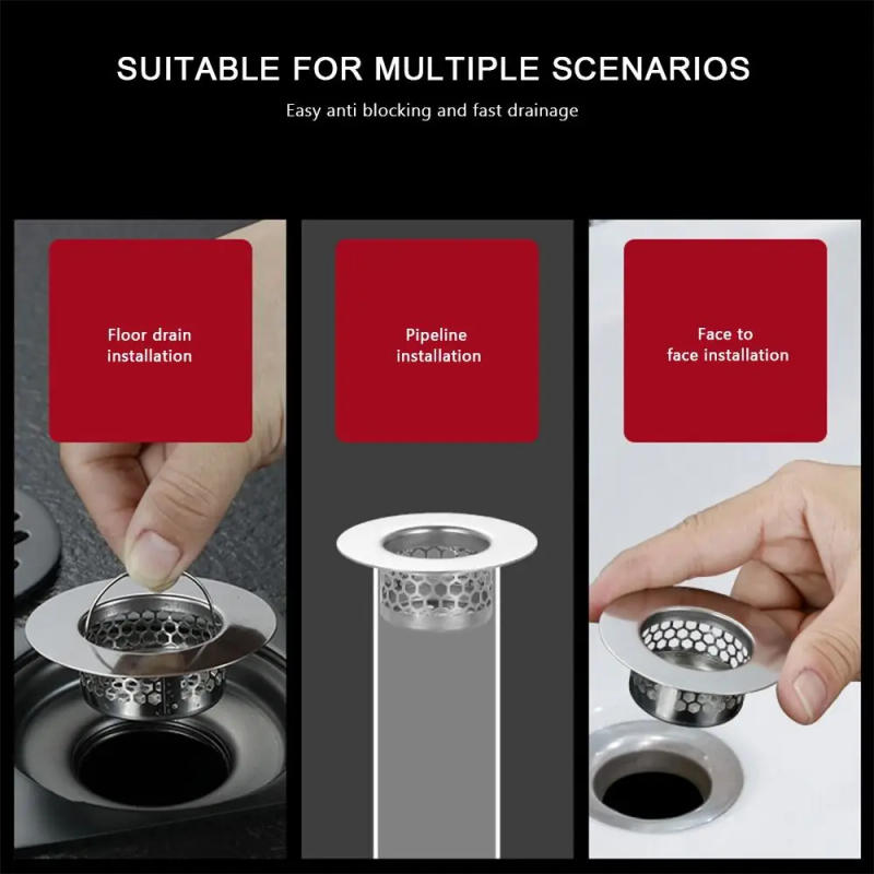 Description Picture 6 of itemBathroom Floor Drain Strainer Stainless Steel Sink Anti-clog Filter Mesh Basket Bathroom Hair Catcher Waste Drainer Sink Straine