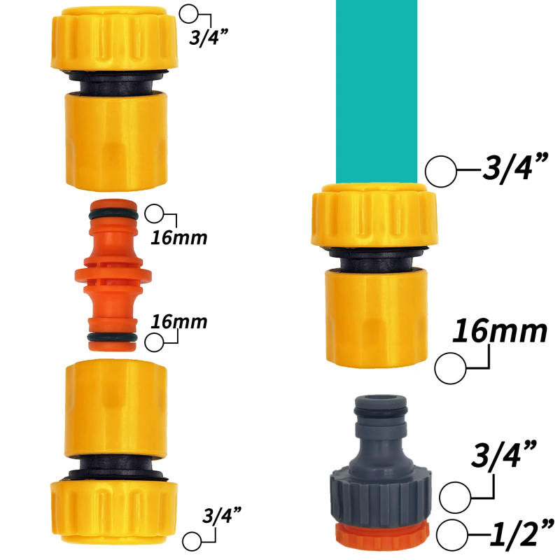 Description Picture 4 of item6PCS 3/4 1/2 inch Garden Hose Pipe Repair Connector Fitting Tubing Quick Connection for Drip Irrigation Watering Greenhouse