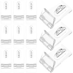 12 Sets Cabinet Hinges Acrylic Hasp Clip Transparent Lock Padlock Boxes Buckle Locks Latch