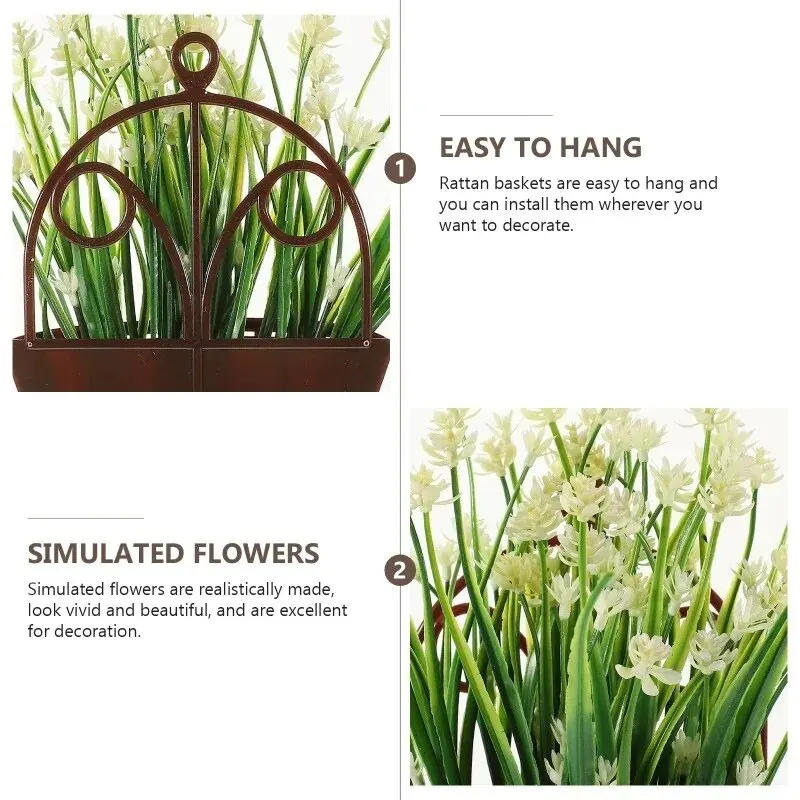Description Picture 6 of item3pcs Rattan Wall Hanging Flower Vase Pot Wall Net Art Flower Basket Rural Garden Interior Balcony Artificial Decoration Home