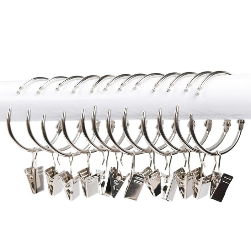 Description Picture 4 of item20 Pcs Metal Openable Drapery Clips with Rings Bath Curtain Rod Clips Shower Curtain Rings Decorative Drapery Ring Dropshipping