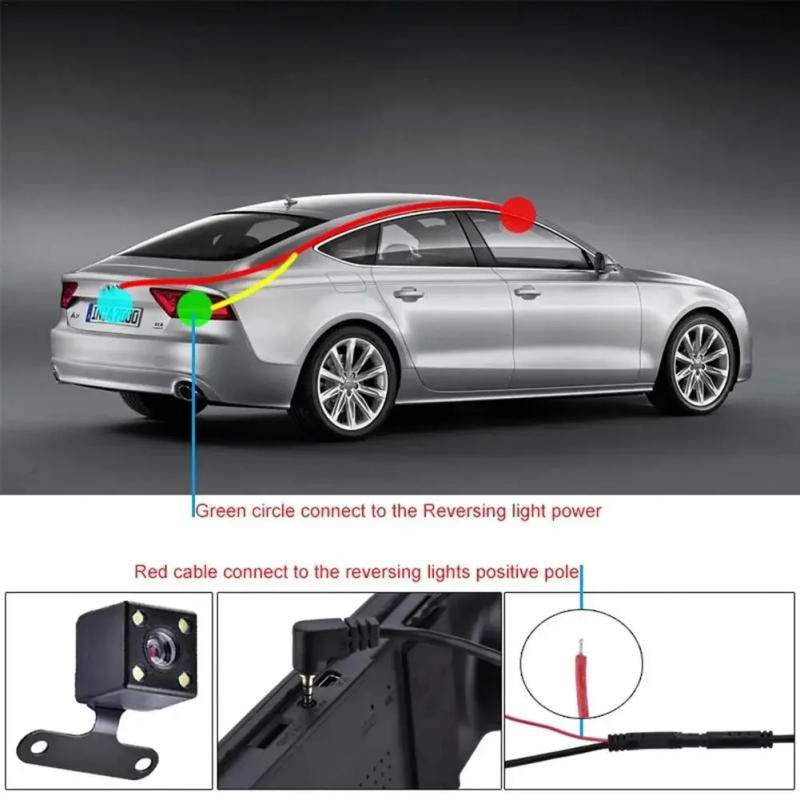Description Picture 5 of item5Pin Car Mounted Car DVR 4LED Rear View Camera 170° Motor Vehicle Mirror Dash Cam DVR Rear View Camera 2.5mm Waterproof