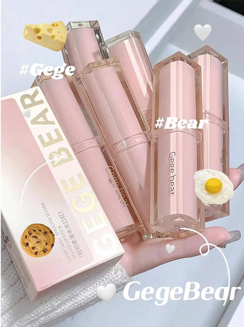 Description Picture 3 of itemSilky Glossy Lipstick Gege Bear Pump Lips Moisture Water Bomb Comfortable Ultra Sheen Non-Stick Cup Lip Balm