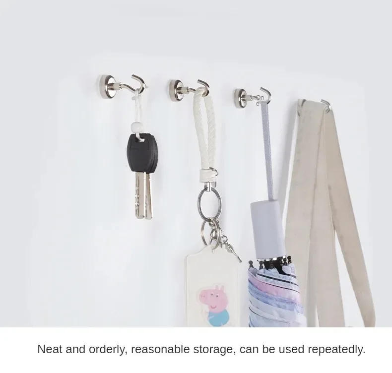 Description Picture 5 of item1-8PCS Strong Neodymium Magnetic Hook Hold Up To 12kg 5Pounds Diameter 20mm Magnets Quick Hook for Home Kitchen Workplace Etc
