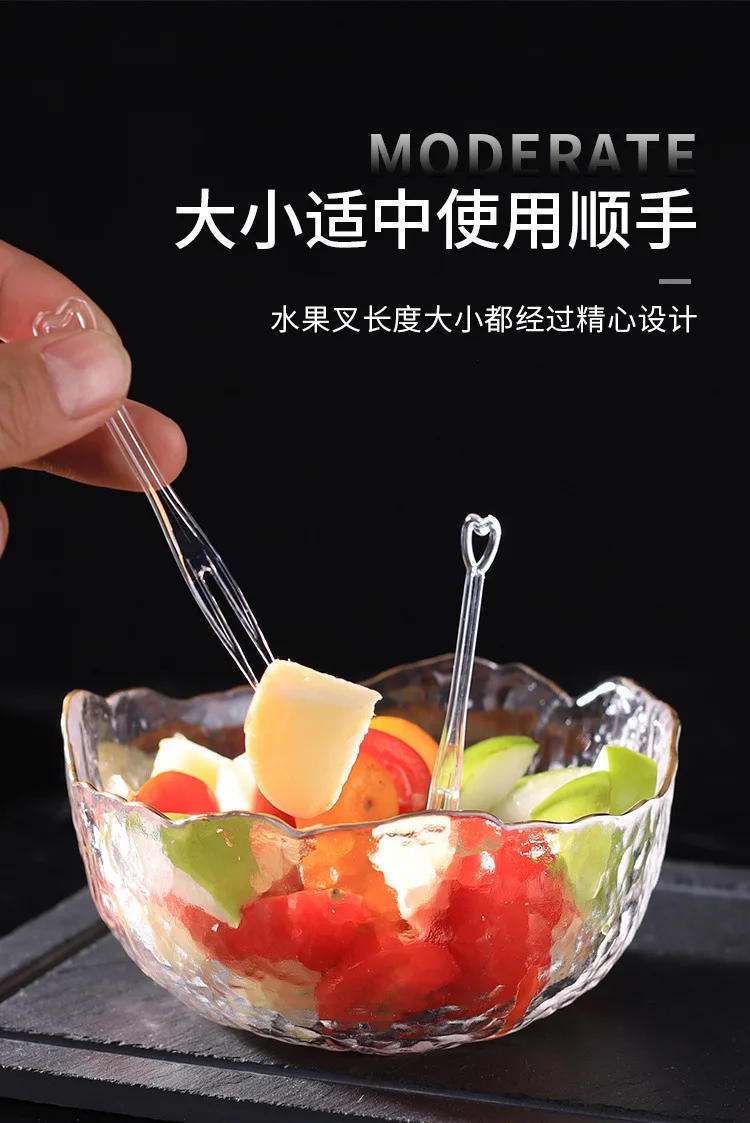 Description Picture 3 of item100Pcs Fruit Fork Cake Dessert Food Fruit Pick Children Snack Mini Party Festival Love Tableware Decoration Plastic Toothpick